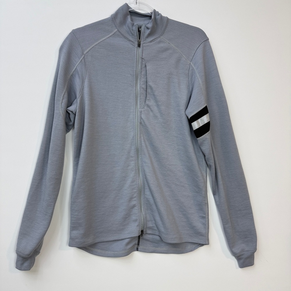 Ibex Shak Jacket Cycling Mens Medium Grey Merino Wool Full Zip Reflective Stripe